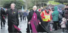  ??  ?? Archbishop Eamon Martin and Archbishop Richard Clarke lead the St Patrick’s procession in Armagh