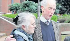  ??  ?? > ‘Conflictin­g rulings’: Jeska’s parents, Pauline and Graham Jameson, read a statement outside Birmingham Crown Court