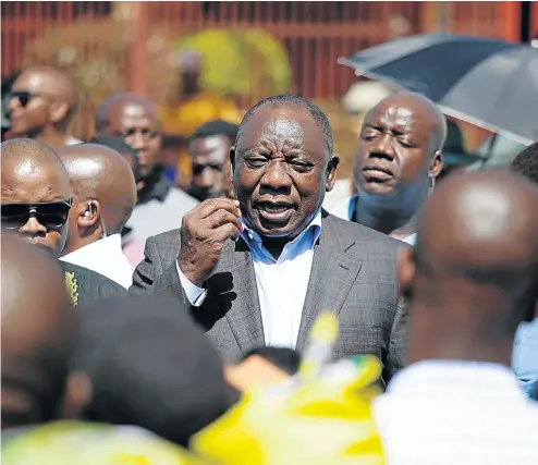  ?? Picture: Phill Magakoe ?? President Cyril Ramaphosa addresses the media after a visit to the family of slain taxi driver Jabu Baloyi in Soshanguve, Gauteng, on Friday.