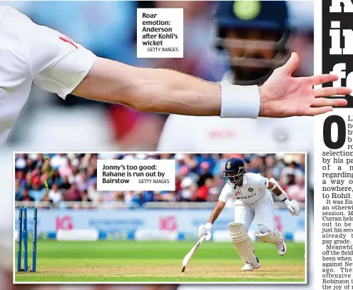  ?? GETTY IMAGES ?? Roar emotion: Anderson after Kohli’s wicket