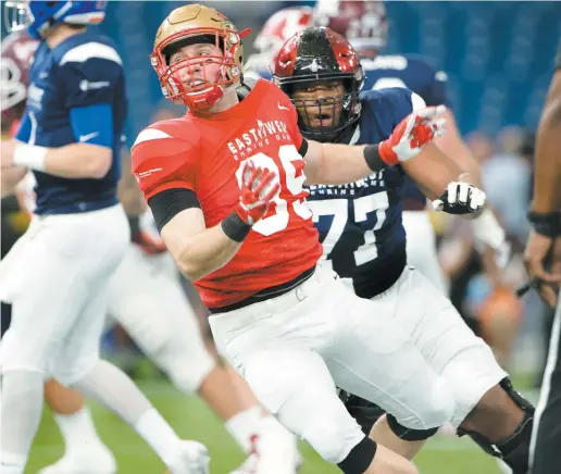  ?? PHOTO AGENCE QMI, MARC-ANDRÉ BEAUDIN ?? Mathieu Betts a bien mis en pratique l’expérience acquise depuis 4 ans lors du match de samedi au East West Shrine Game.