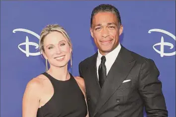  ?? Dia Dipasupil / Tribune News Service ?? Amy Robach and T.J. Holmes, the ABC News anchors who reportedly became romantical­ly involved last year, are leaving the network.