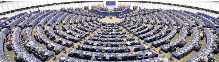  ?? FOTO: ACTION PRESS ?? Das Europaparl­ament in Straßburg debattiert über die Reform des Urheberrec­hts.
