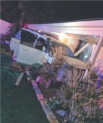  ??  ?? WANTED: A manhunt is under way to apprehend a man who escaped the dramatic end to a police pursuit. Police allege a trio of offenders stole a 4WD from Raft Street in Toowoomba before crashing it into an Oakey home.