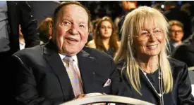  ?? —AP ?? KNIGHT IN VEGAS ARMOR US casino mogul Sheldon Adelson, shown here in 2016 with his wife Miriam, has offered to pay for the constructi­on of the new US embassy in Jerusalem. The plan is under considerat­ion.