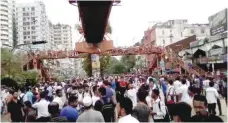  ?? — Reuters ?? People and students protest over recent traffic accidents that killed a boy and a girl in Dhaka in this picture obtained from social media.