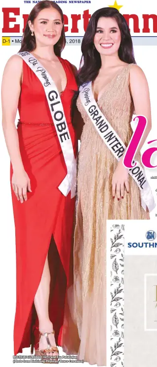  ??  ?? MICHELE GUMABAO (left) and Eva Patalinjug (Photo from Binibining Pilipinas/Bruce Casanova)