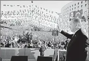  ?? AP ?? Turkey’s President Recep Tayyip Erdogan addresses supporters Saturday in a stadium in Malatya.