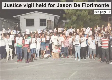  ??  ?? A section of the crowd last evening at the vigil for Jason De Florimonte.