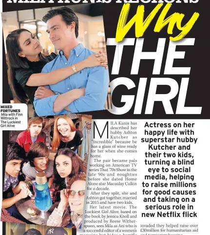  ?? MIXED FORTUNES Mila with Finn Wittrock in The Luckiest Girl Alive ??