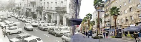  ?? ?? El antes y el después de la ciudad de Pontevedra, con la peatonaliz­ación de las calles y la instalació­n de la «plataforma única».