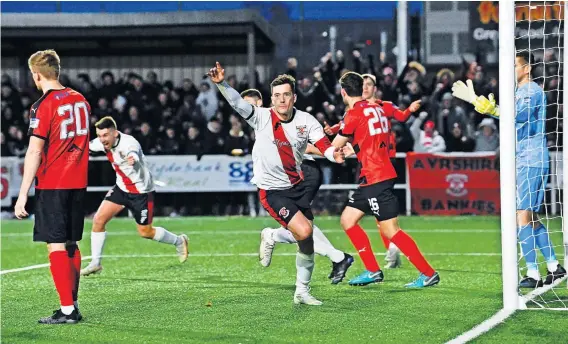  ?? ?? Stunner Clydebank’s Nicky Little celebrates putting his side 2-0 up against League One side Clyde in their Scottish Cup third round clash (Pic by Rob Casey/SNS)