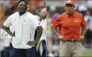  ?? AP FILE PHOTO ?? Syracuse head coach Dino Babers (left), Clemson head coach Dabo Swinney (right).