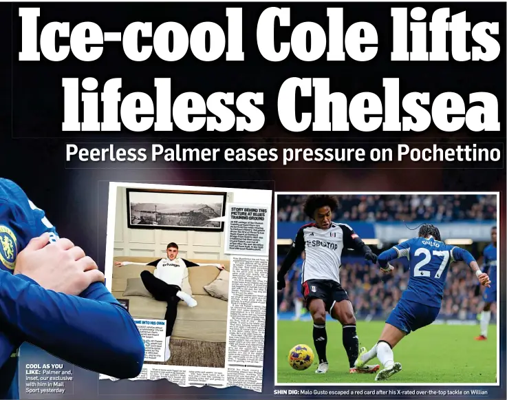  ?? ?? COOL AS YOU LIKE: Palmer and, inset, our exclusive with him in Mail Sport yesterday