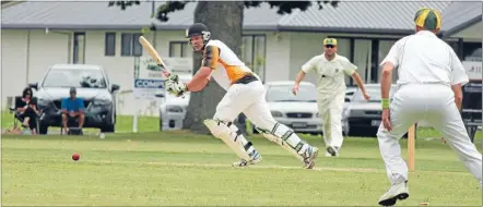  ??  ?? AGGRESSION: Hinuera’s Ryan Wilson injected some aggression when he came to the crease.
