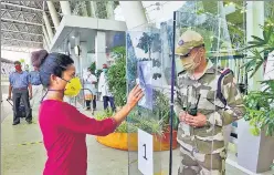  ?? PTI ?? Preparatio­ns underway at the Chennai airport for a calibrated resumption of flights from May 25