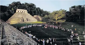  ?? AP ?? The proposed train link is aimed to generate more revenue from sites off the beaten path like this temple at Palenque.