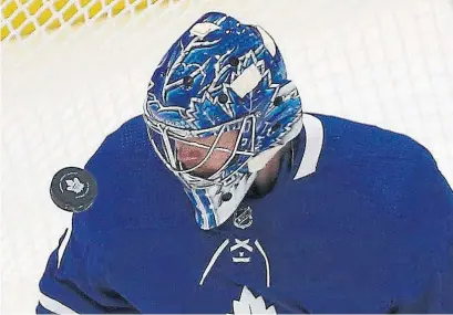  ?? STEVE RUSSELL TORONTO STAR ?? Leafs goaltender Frederik Andersen had a strong night against Edmonton, turning aside 30 of 32 shots.