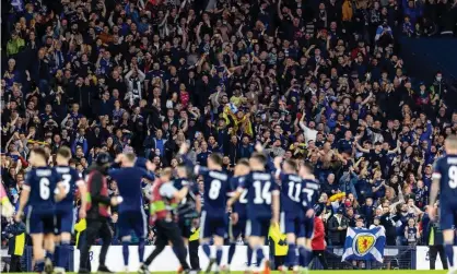  ?? Photograph: Vagelis Georgariou/Action Plus/Shuttersto­ck ?? Scotland were playing in a full Hampden Park for the first time under Steve Clarke and the players thanked the fans after beating Israel.