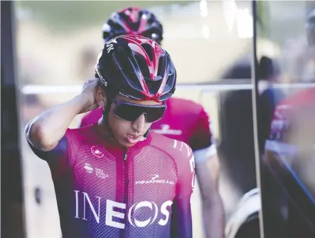  ?? Regis Duvignau/reuters ?? Team Ineos riders Egan Bernal of Colombia and Geraint Thomas of Britain took part in a training ride on a rest day during the Tour de France. The teammates are expected to battle for the title.