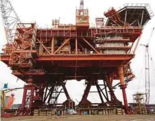  ??  ?? An offshore constructi­on project by Malaysia Marine and Heavy Engineerin­g Holdings Bhd. The firm’s share price has shed more than 21 per cent yearto-date.