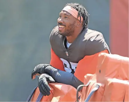  ?? PHIL MASTURZO/AKRON BEACON JOURNAL ?? Browns defensive lineman Myles Garrett was ranked No. 16 in an NFL Network survey of who players believe will be the best players in 2021.