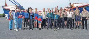  ?? ?? Group shot Scout leaders and members pose for a quick photo at the William Riley