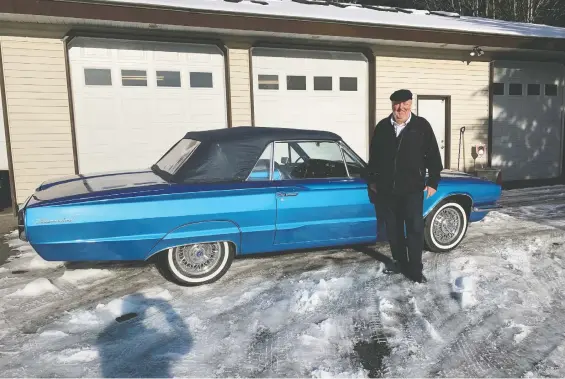  ?? ALYN EDWARDS ?? Mike Schmidt picks up his 1966 Thunderbir­d at the restoratio­n shop. Schmidt and his late wife Loretta decided a worthy retirement project would be rebuilding their T-Bird.