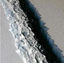  ?? Nasa/AFP ?? Rachadura na plataforma Larsen C, em dezembro de 2016