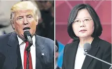  ?? FOTO: AGENCIA AP ?? Donald Trump y la presidenta taiwanesa Tsai Ing-wen.