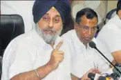  ??  ?? SAD president Sukhbir Singh Badal with BJP MLA Som Parkash at the party office in Chandigarh on Saturday, KARUN SHARMA/HT