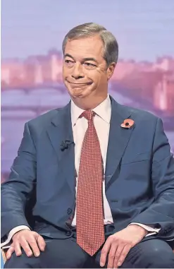  ?? Picture: Getty Images. ?? Brexit Party leader Nigel Farage on the Andrew Marr Show.