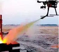  ??  ?? The drone is equipped with a manual fire extinguish­er.