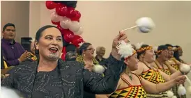  ?? GLENN JEFFREY/STUFF ?? Ma¯ori Party co-leader Debbie Ngarewa-Packer with the Patea Maori Club in Ha¯wera last night. She was unsuccessf­ul in Te Tai Haua¯uru, but her party could well be back in Parliament.