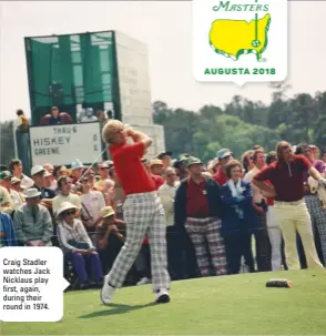  ??  ?? Craig Stadler watches Jack Nicklaus play first, again, during their round in 1974.