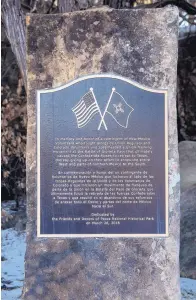  ??  ?? This plaque was installed at Pecos National Historical Park last year to honor the New Mexico Volunteers who fought at the Civil War Battle of Glorieta Pass in 1862.