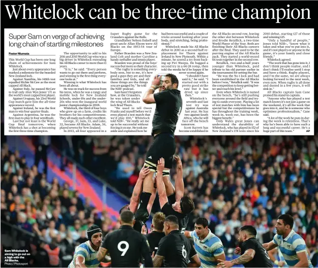  ?? ?? Sam Whitelock is aiming to go out on a high with the All Blacks.
Photo / Photosport