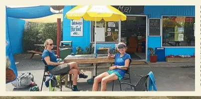  ??  ?? Liz Noakes and Clare Prosser, right, are now somewhere between Ngunguru and Whangarei, walking and running on the trails of New Zealand’s 3000km Te Araroa, pausing occasional­ly for their teas and beachselfi­es.