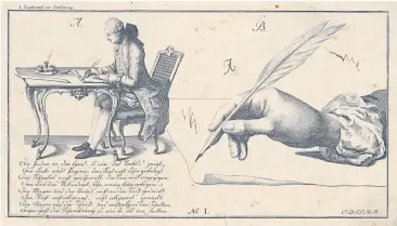  ?? [ ÖNB ] ?? Die richtige Sitz- und Schreibhal­tung: Anleitung zum Schönschre­iben unter Maria Theresia, 1775.