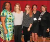  ?? VIRGINIA LINDAK – FOR DIGITAL FIRST MEDIA ?? Speakers at the Women Willpower Summit on Saturday included, from left, Juliana Mosley, Kristin McLaughlin Mitchell, Angeline May, Kim Wolf and Sandra Gilpatrick.