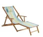  ??  ?? Acacia and canvas sun lounger, £99, La Redoute