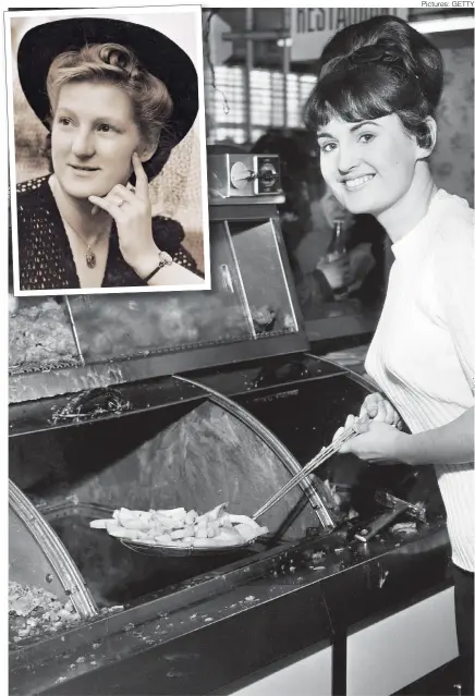  ?? Pictures: GETTY ?? WHAT A CHIPPER SCENE: A traditiona­l chip shop and, inset, ‘ true Londoner’ Hilda Kemp pictured in 1943