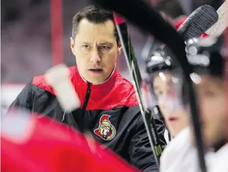  ?? ERROL MCGIHON/POSTMEDIA ?? Senators head coach Guy Boucher cancelled team practice on Tuesday, something that’s becoming more of a habit recently. The team has held only three full practices in the last three weeks.