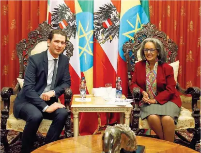  ??  ?? Bundeskanz­ler Sebastian Kurz zu Gast bei Äthiopiens Staatspräs­identin Sahle- Work Zewde