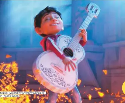  ?? Photos courtesy of Disney-Pixar ?? Miguel (voiced by Anthony Gonzalez) in Pixar’s ‘Coco’.