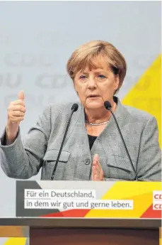  ?? FOTO: DPA ?? Gerechtigk­eit im Mittelpunk­t: Angela Merkel in Dortmund.