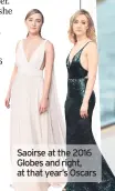  ??  ?? Saoirse at the 2016 Globes and right, at that year’s Oscars