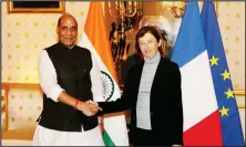  ??  ?? Rajnath Singh with Ms Florence Parly