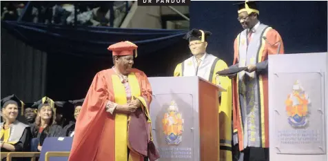  ?? THOBILE MATHONSI African News Agency (ANA) ?? MINISTER of Higher Education and Training, Naledi Pandor received a PhD in education at the University of Pretoria yesterday. |