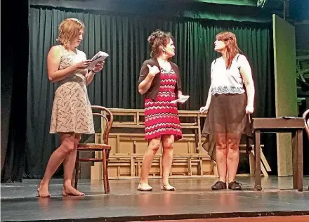  ??  ?? Carrie Emery, left, Liz Kelly and Ashlee Hemmes will be performing in The Continenta­l Quilt later this month.